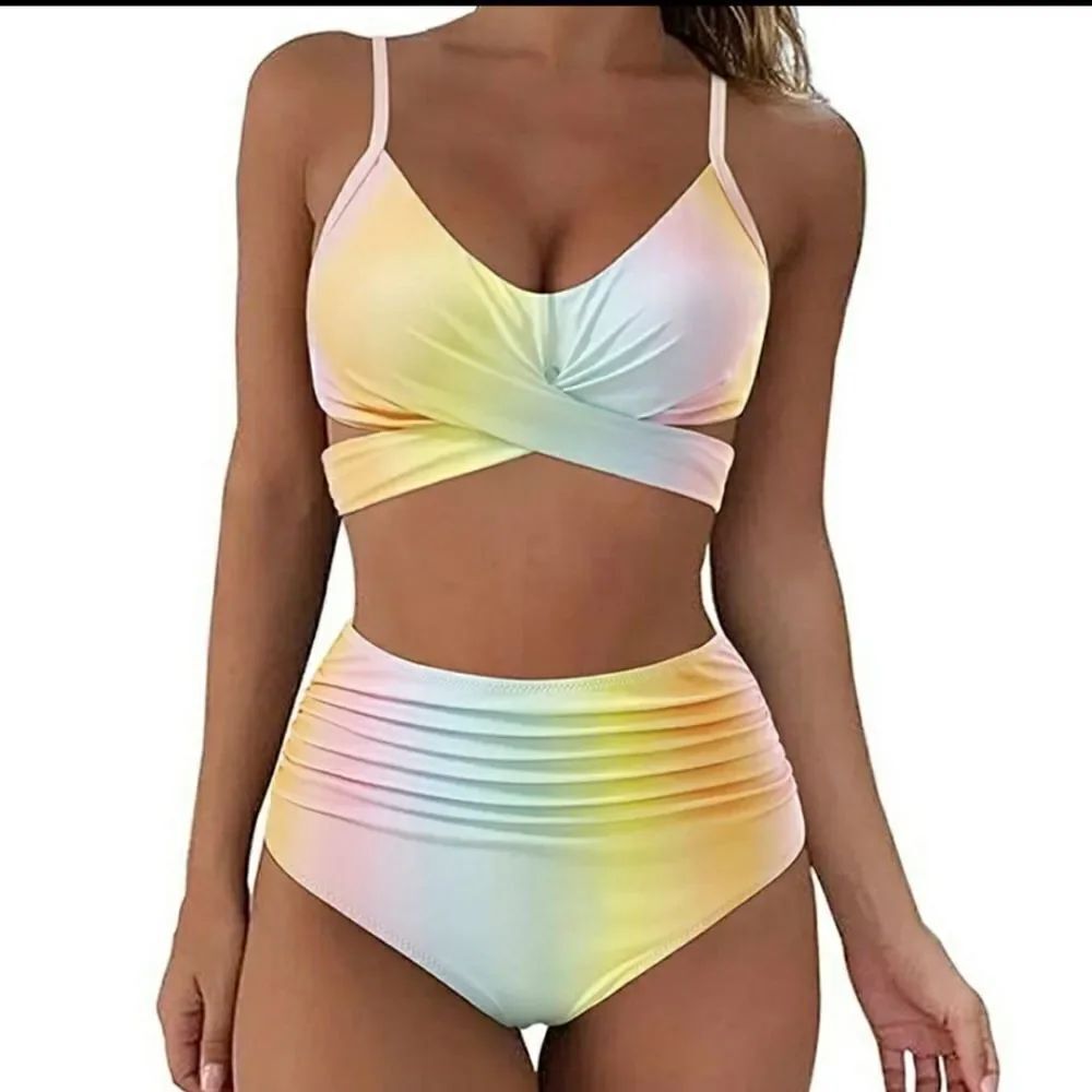 Pastel Tie Dye Criss Cross Bikini 2 Piece Swimsuit Sz M